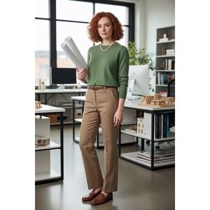 Tory Burch‎ Camel Color Wool Dress Pants Size 2 Elevated Basics Old Money